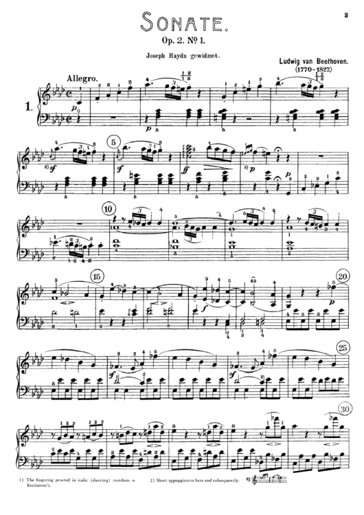 Sonate Op.2 Beethoven Sheet Music Printable pdf