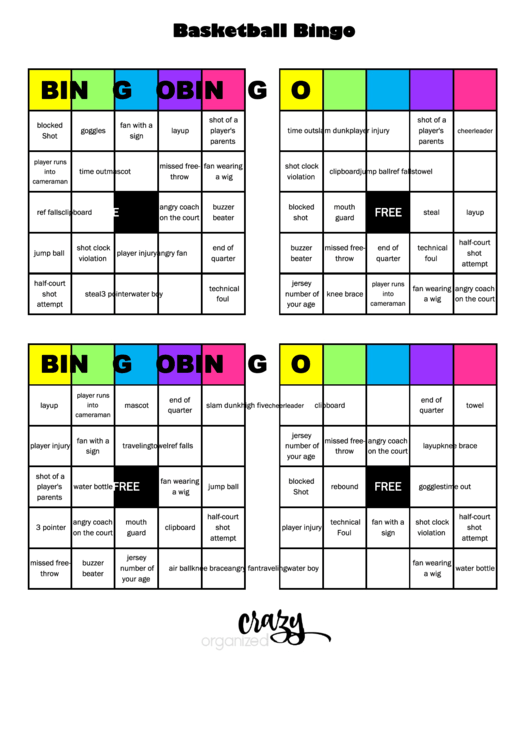 Basketball Bingo Templates Printable pdf