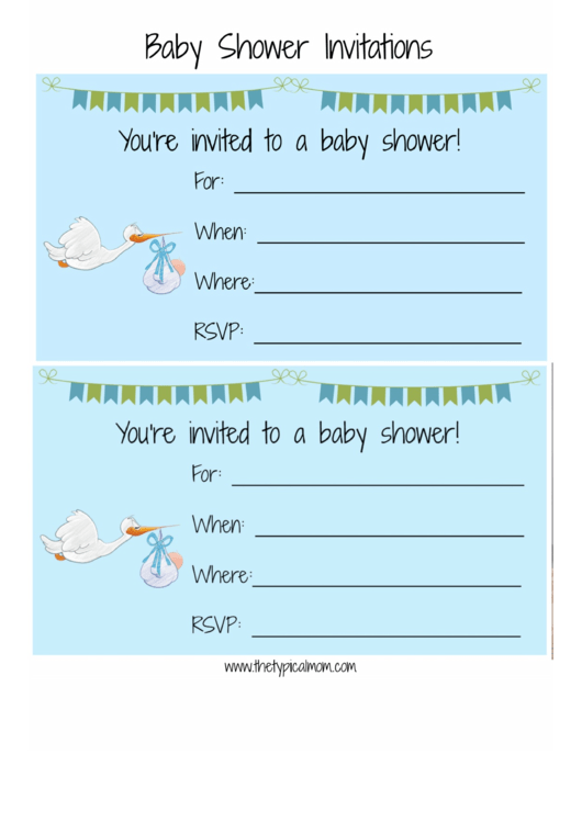 Baby Shower Invitation Templates - Blue Printable pdf