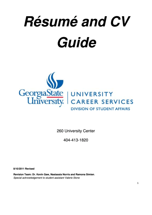 Resume And Cv Guide Printable pdf