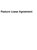 Pasture Lease Agreement