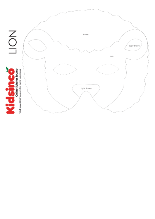 Lion B/w Mask Template Printable pdf