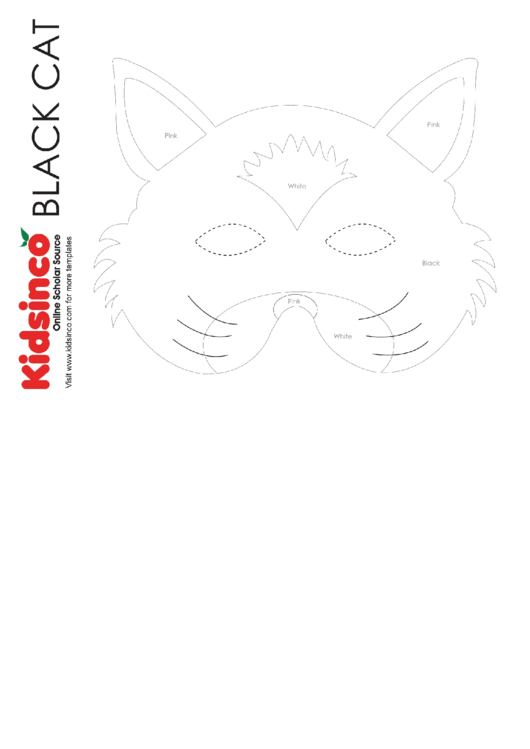 Black Cat B/w Mask Template Printable pdf