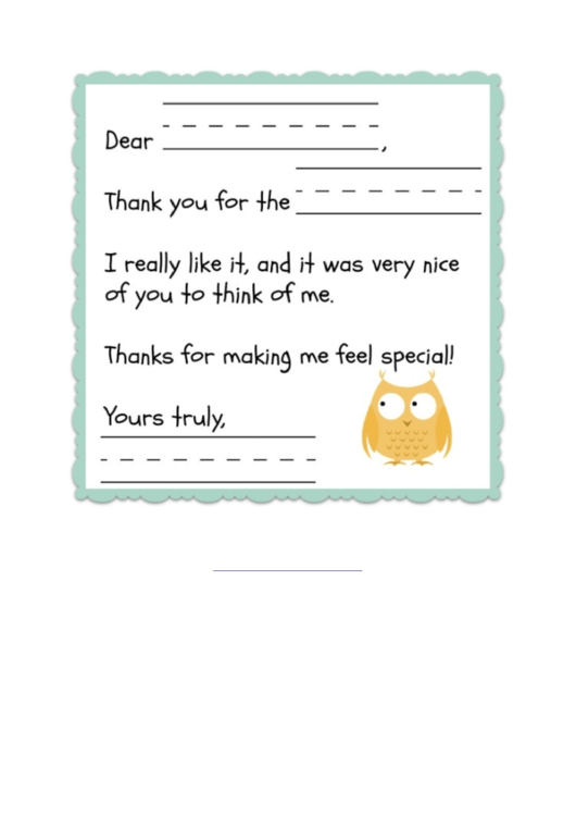 Thank You Note Template For Kids Printable pdf
