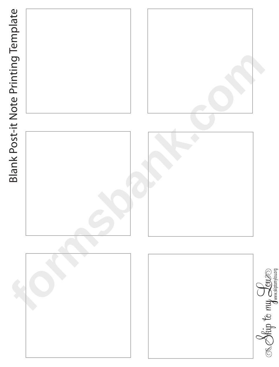 Blank Post-It Note 3x3 Template