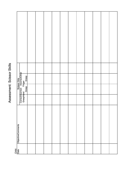 Pre-K Assessment Forms - Scissor Skills Printable pdf