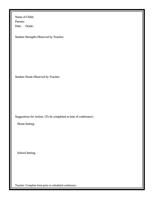 Student Observation Form Printable pdf