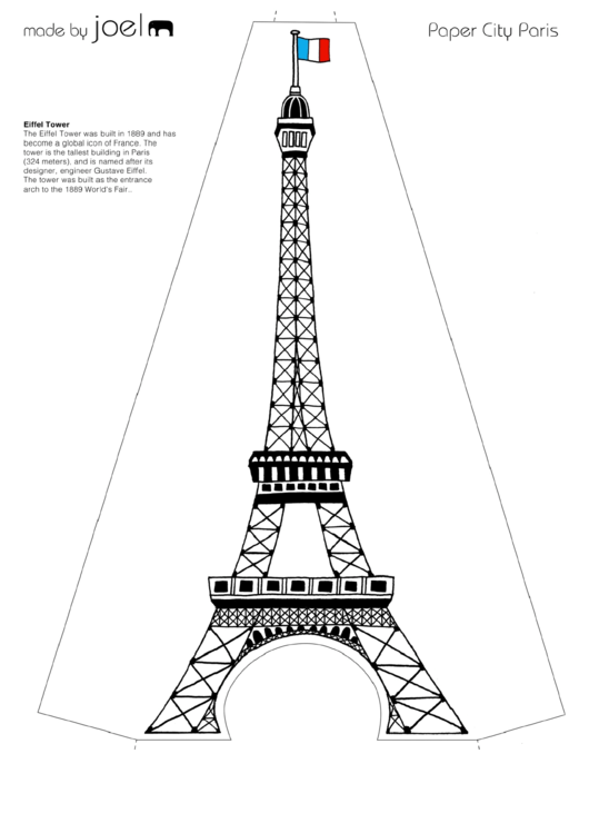 Paper City Paris Eiffel Tower Template - Made By Joel Printable pdf