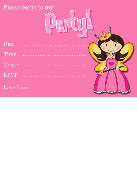 Princess Invitation Template Printable pdf