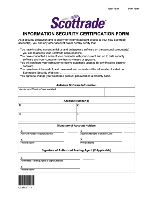 Fillable Information Security Certification Form Printable pdf