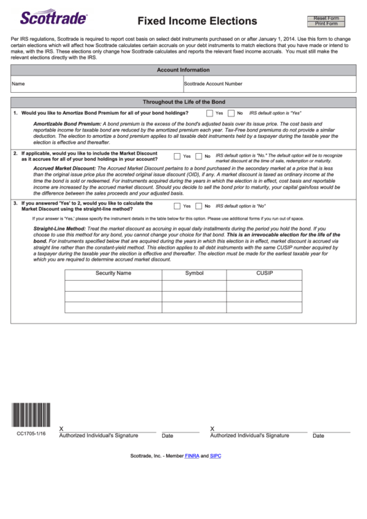 Fillable Fixed Income Elections Form Printable pdf