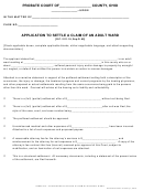 Ohio Probate Form - Application To Settle A Claim Of An Adult Ward