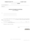 Ohio Probate Form - Notice Of Hearing On Petition