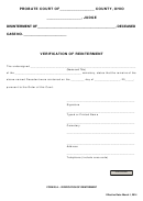 Ohio Probate Form - Verification Of Reinterment