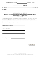 Ohio Probate Form - Verification Of Service Notice Of Hearing On Representation Of Insolvency And Schedule Of Claims