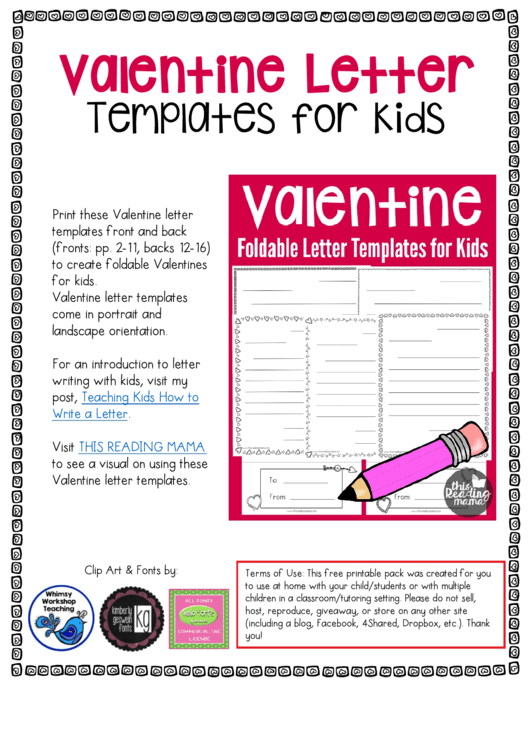 Valentine Letter Templates For Kids