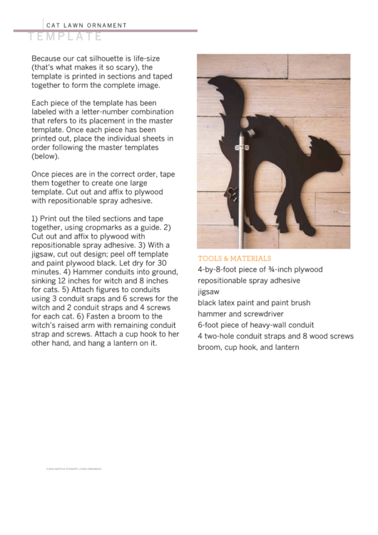 Cat Lawn Ornament Template Printable pdf