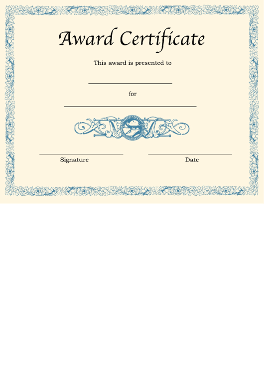 Award Certificate Template Printable pdf