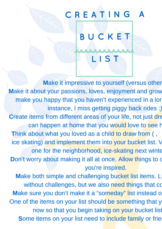 Bucket List Template With Instructions (For A Woman) Printable pdf