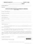 Ohio Probate Form - Notice Of/application For Change Of Address