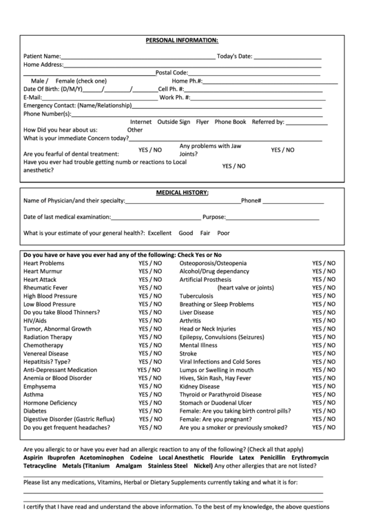 Fillable New Patient Form Printable pdf
