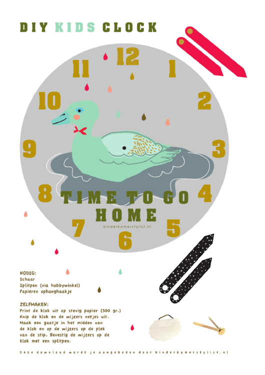 Time To Go Home Clock Template With Hands Printable pdf