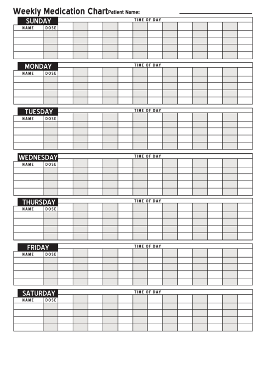 Weekly Medication Schedule Chart Printable pdf