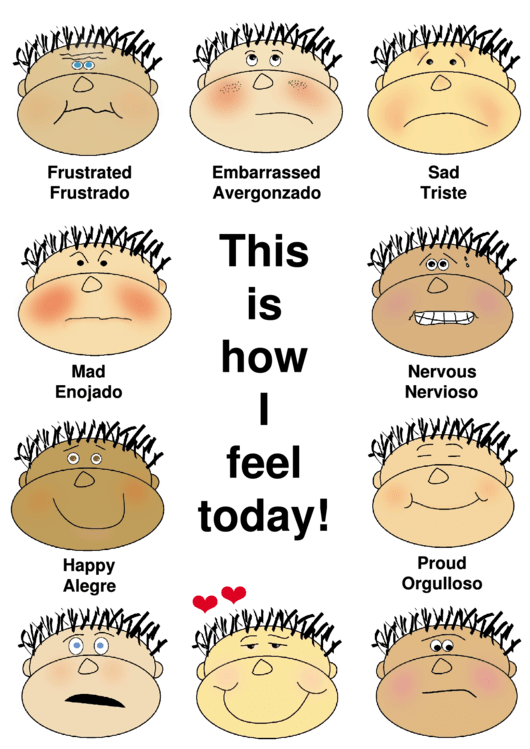 This Is How I Feel Today (English/spanish) Printable pdf