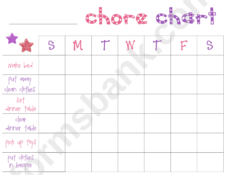 Kids Chore Chart - Pink And Purple