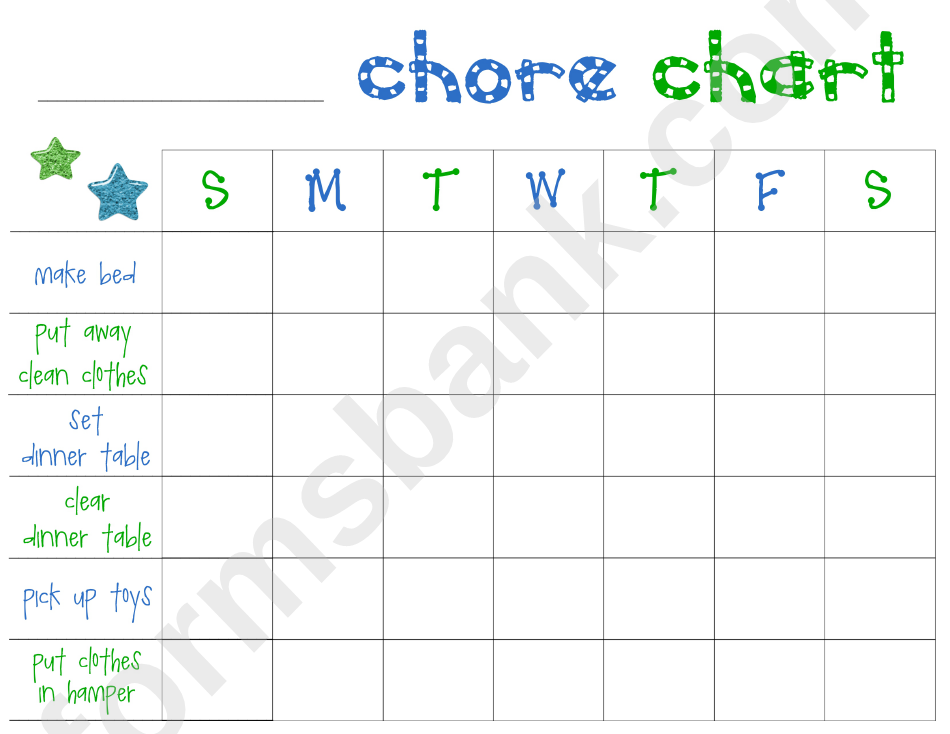 Chore Chart For Young Kids