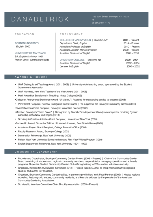 Sample Resume Template printable pdf download