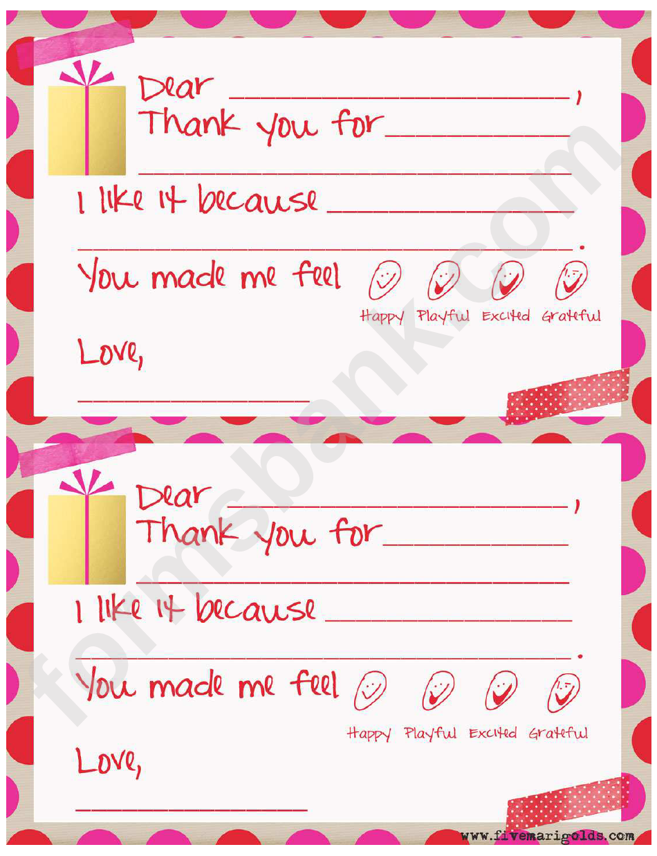 Thank You Note Templates For Kids