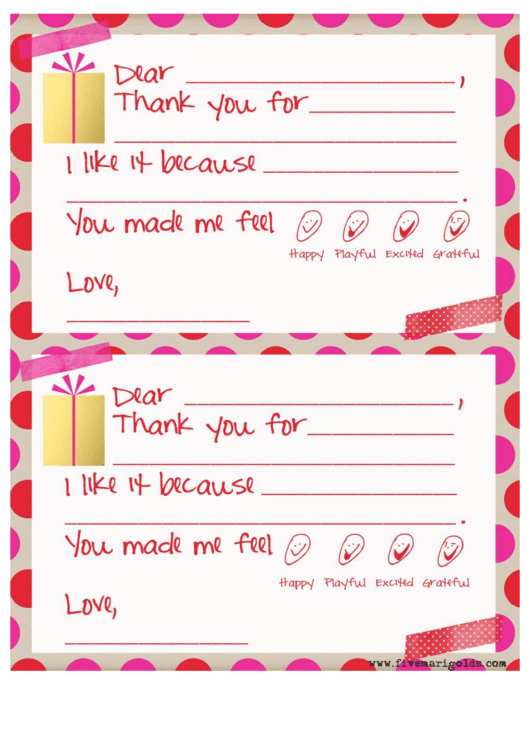 Thank You Note Templates For Kids