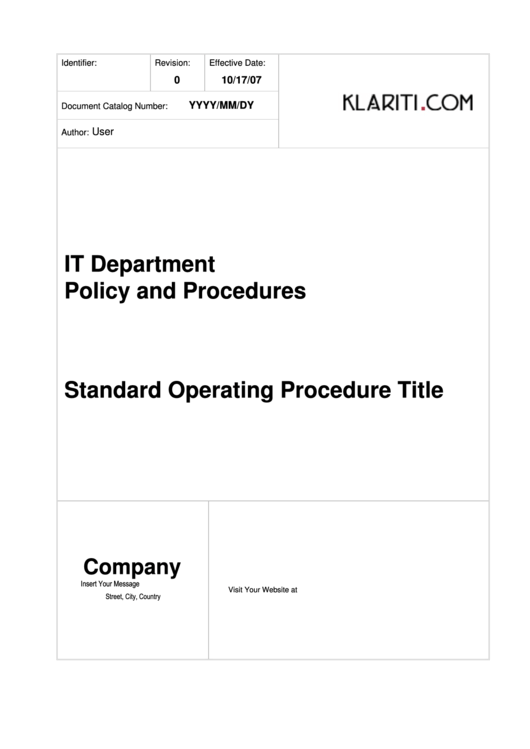 Standard Operating Procedure Template Printable pdf