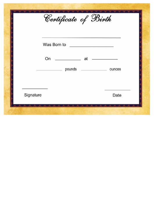 Birth Certificate Template Printable pdf