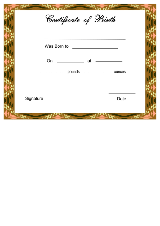 Birth Certificate Template Printable pdf