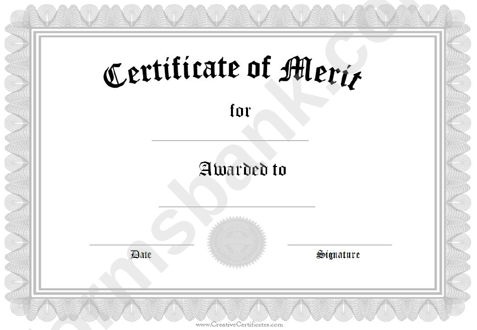 Certificate Of Merit