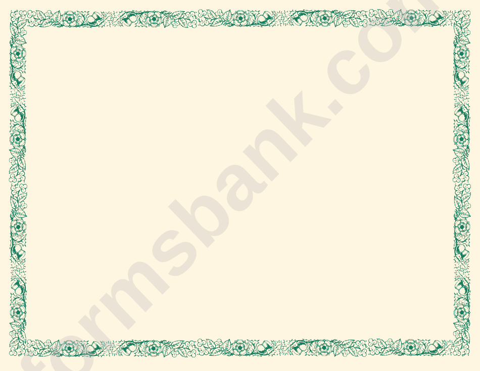Green And Peach Flowers Page Border Template