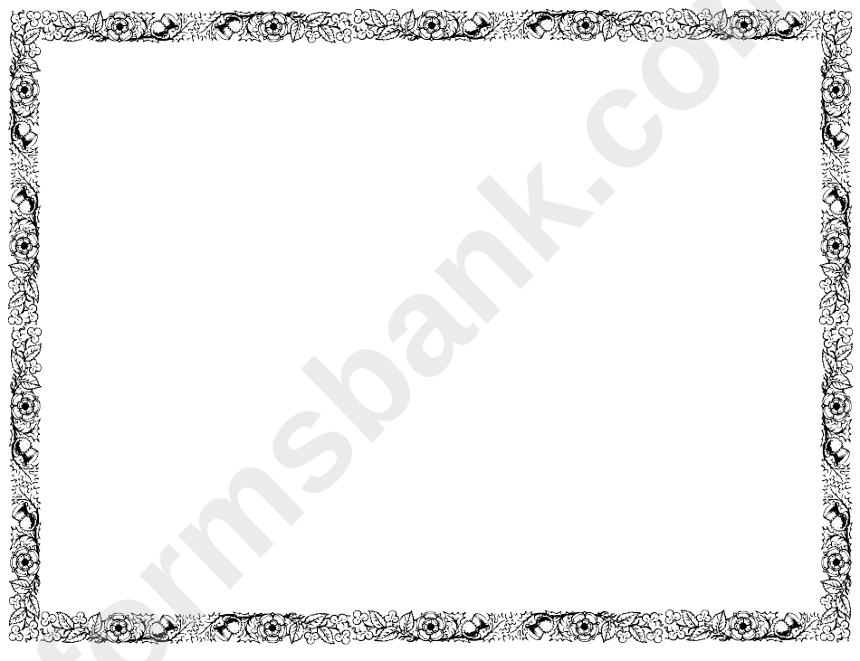 Black And White Flowers Page Border Template