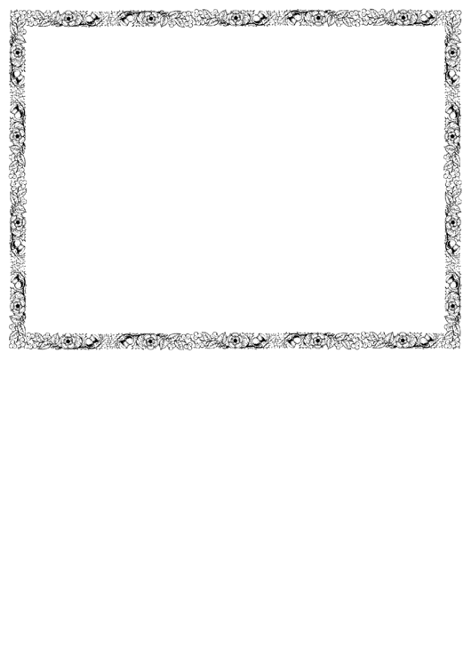 Black And White Flowers Page Border Template Printable pdf