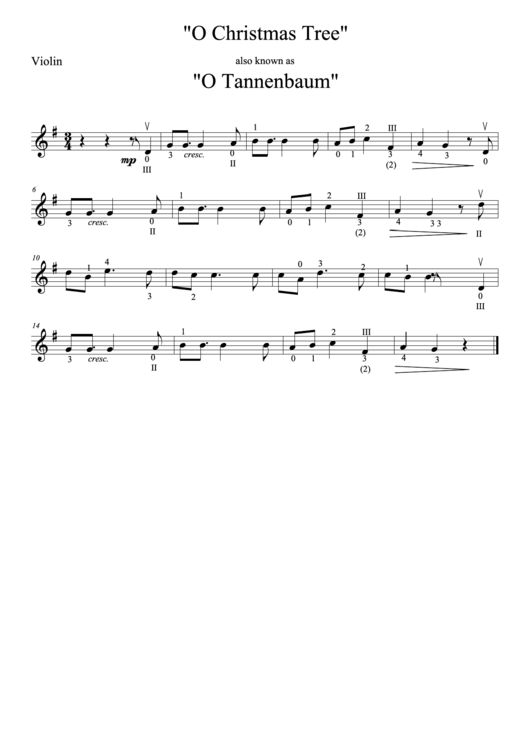 O Christmas Tree Violin Sheet Music Printable pdf