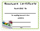Homework Certificate Template