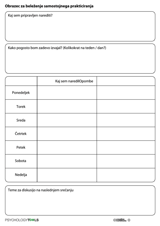 Slovenian Homework Calendar Template Printable pdf