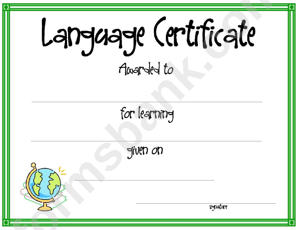 Language Certificate Template