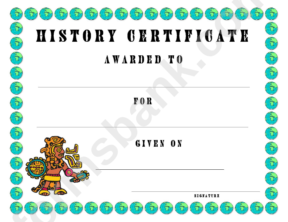 History Certificate Template