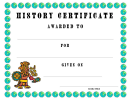History Certificate Template