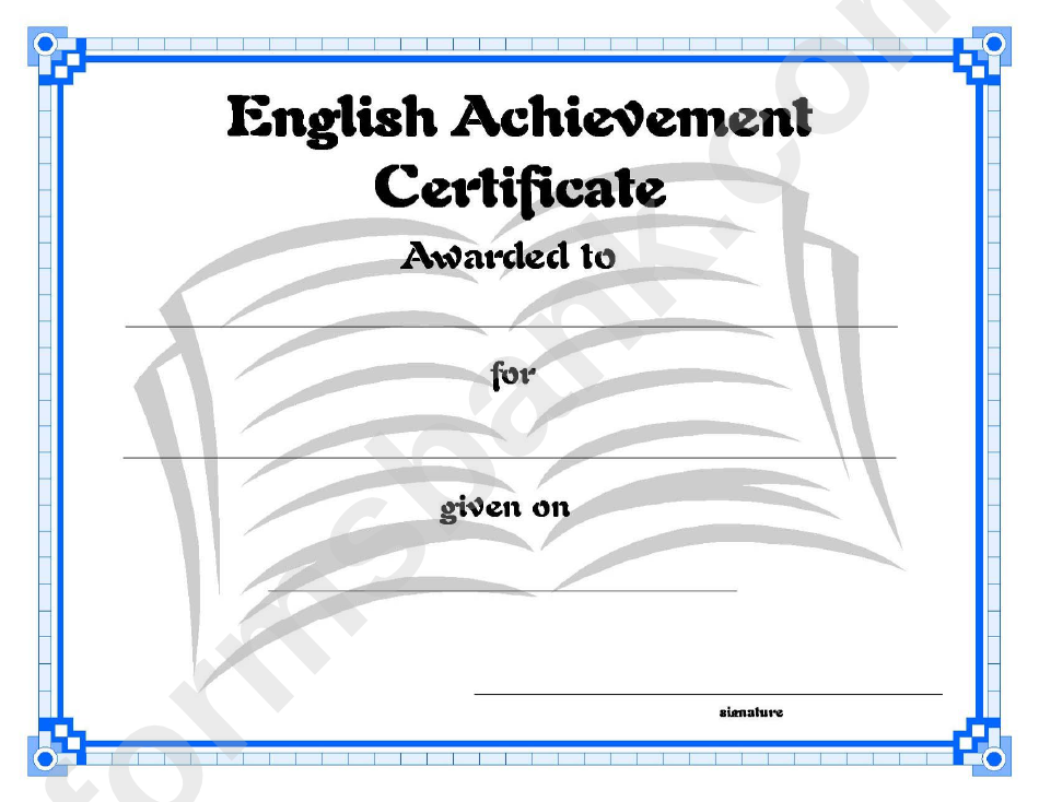 English Certificate Template