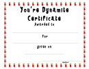 You're Dynamite Certificate Template