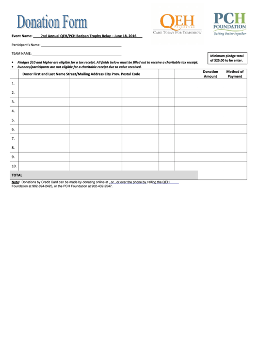 Bedpan Run Pledge Forms Printable pdf