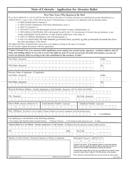 Absentee Ballot Request Form Printable pdf